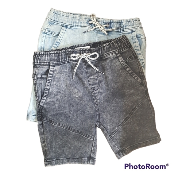 Uh Denim Jogger High Rise Drawstring Stretchy Shorts, 2 Pairs - Picture 1 of 16